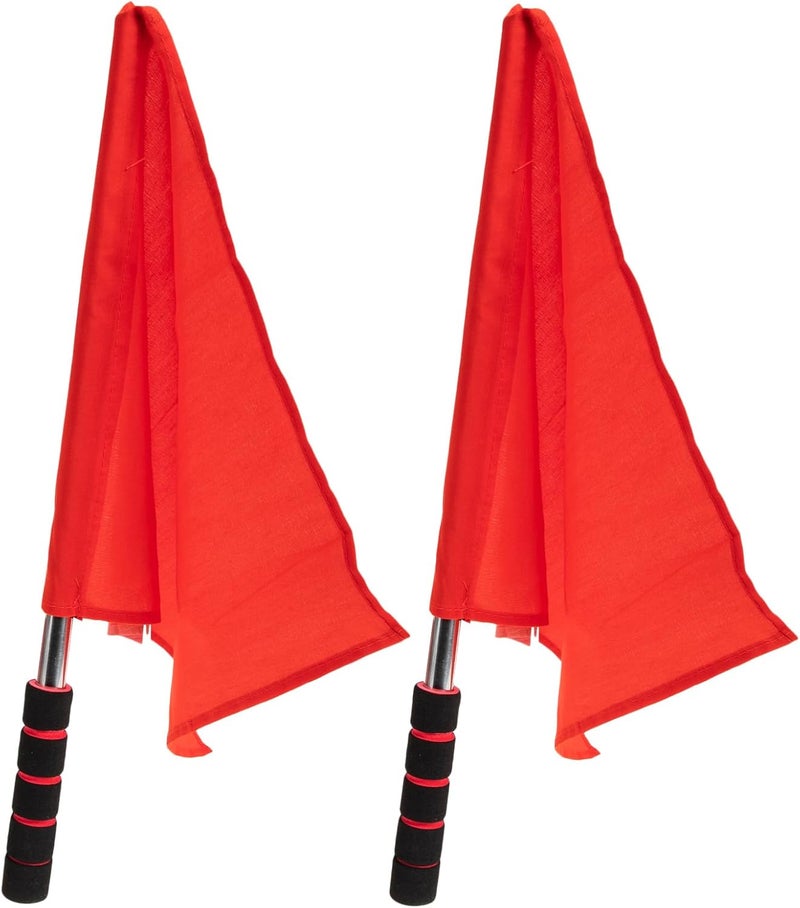 Cabilock 2pcs Referee Flags with Stainless Steel Handle, Lightweight Red Signal Flag, Events Hand-cranked Racing Road Judge Equipment for Sports Volleyball Soccer Game - Image 1